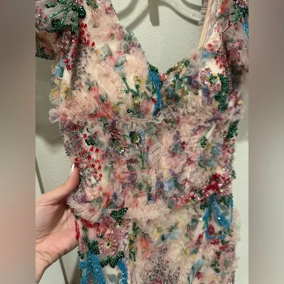 Sherri Hill Floral Maxi Dress - Pink and Green - Picture 6 of 9